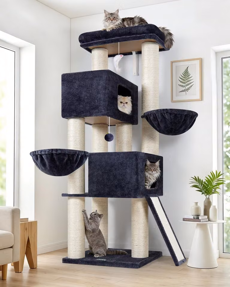 Albero per gatti grande, con ampie casette e tiragraffi