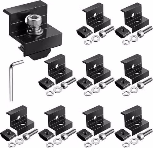 Morsetti solari da 30 mm, in alluminio, con supporto a forma di "Z", confezione da 10 pezzi, colore nero