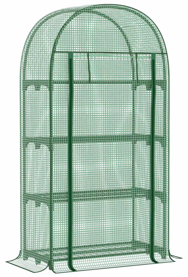 Outsunny serra in foglio da balcone con 4 ripiani Mini serra 80x49x160 cm
