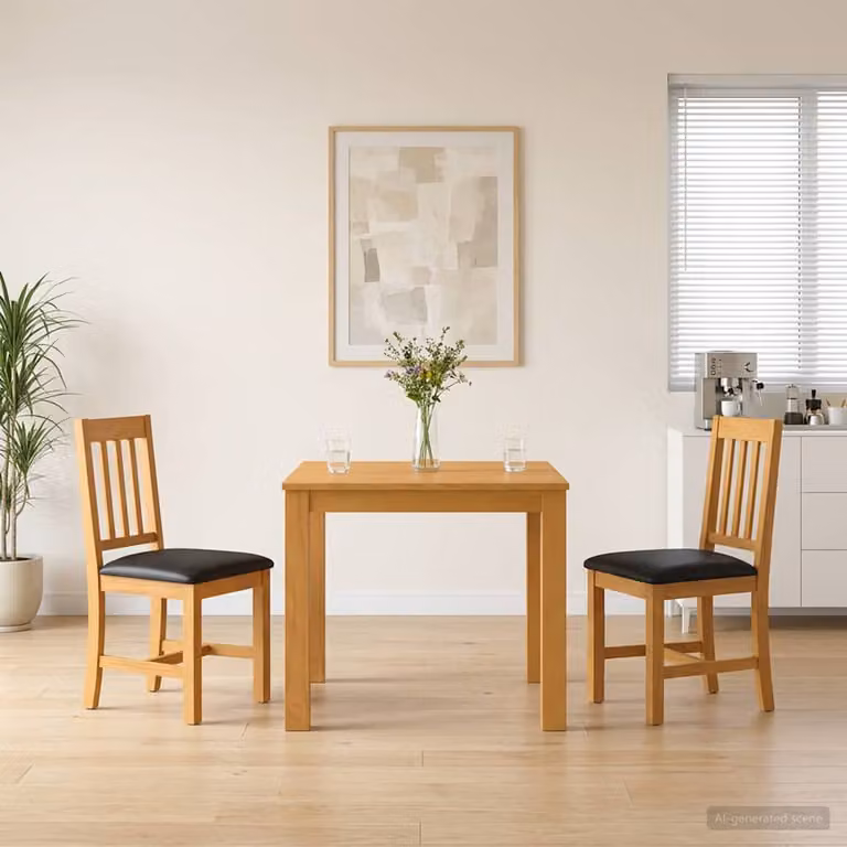 Set da pranzo vidaXL in legno di quercia massello composto da tavolo rettangolare e 3 sedie, Nero e Marrone