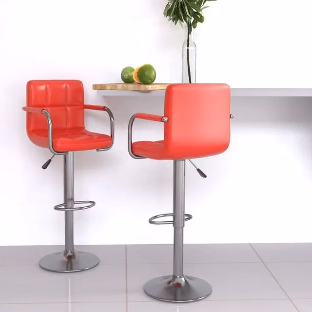 Set di 2 sgabelli da bar vidaXL in similpelle rossa con base girevole a 360 gradi e struttura in metallo