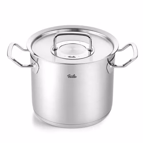 Fissler Original,Profi Collection Pentola elevata in acciaio inox 5.2 L, 20 cm, incluso coperchio in metallo, scala di misurazione interna, cottura a induzione