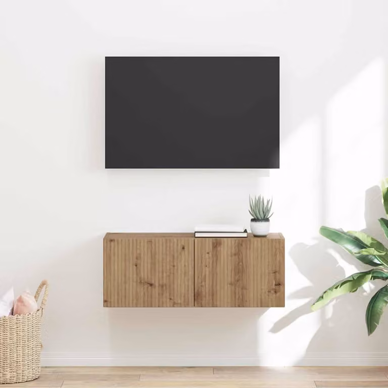 Mobile TV da parete vidaXL in Rovere Artigianale, Marrone, L: 78,5 cm, P: 30 cm, H: 29,5 cm