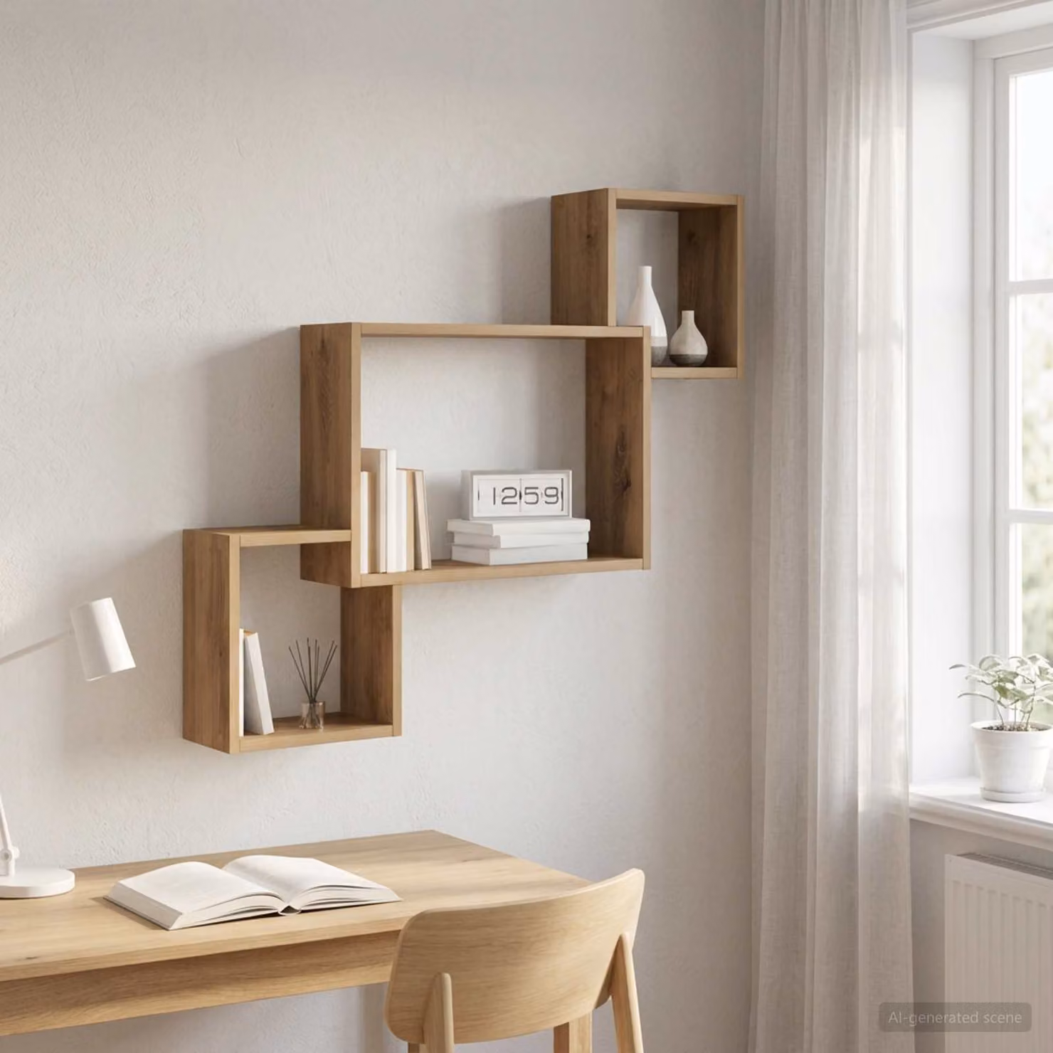 Scaffale da parete moderno vidaXL in legno color marrone L: 76 cm, H: 91,5 cm, P: 20 cm