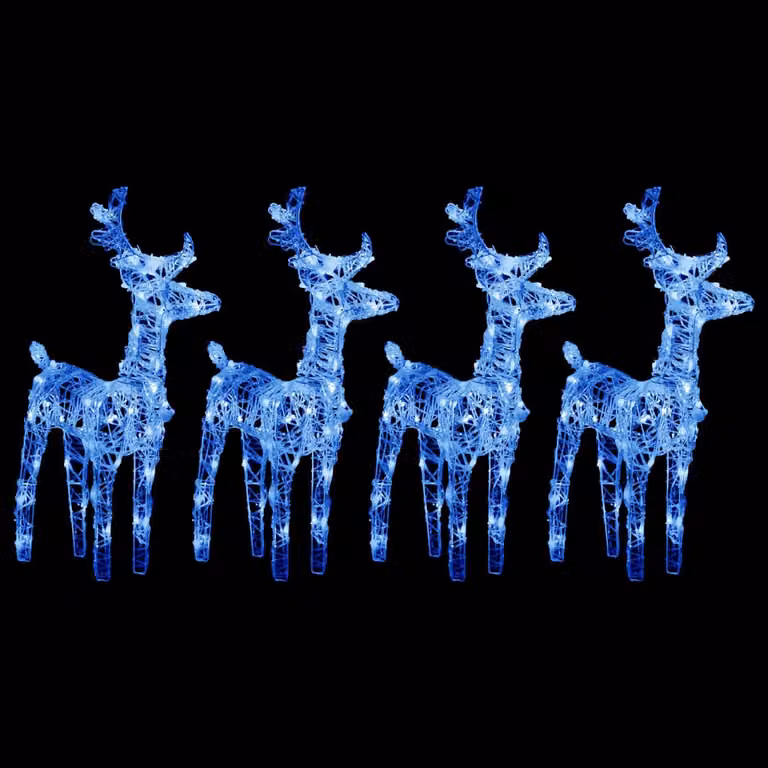 Set di 4 Renne di Natale vidaXL in plastica blu e bianca con 160 LED per giardino