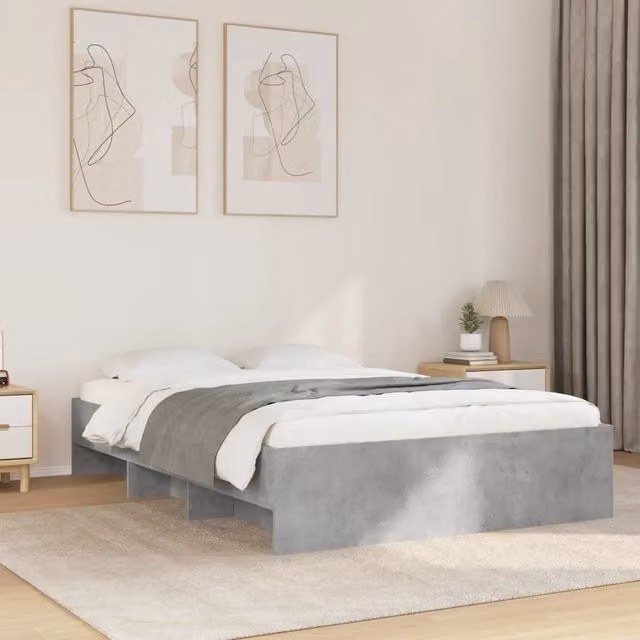 Giroletto-Struttura Letto Grigio Cemento 140x200 cm in Legno Multistrato 878025