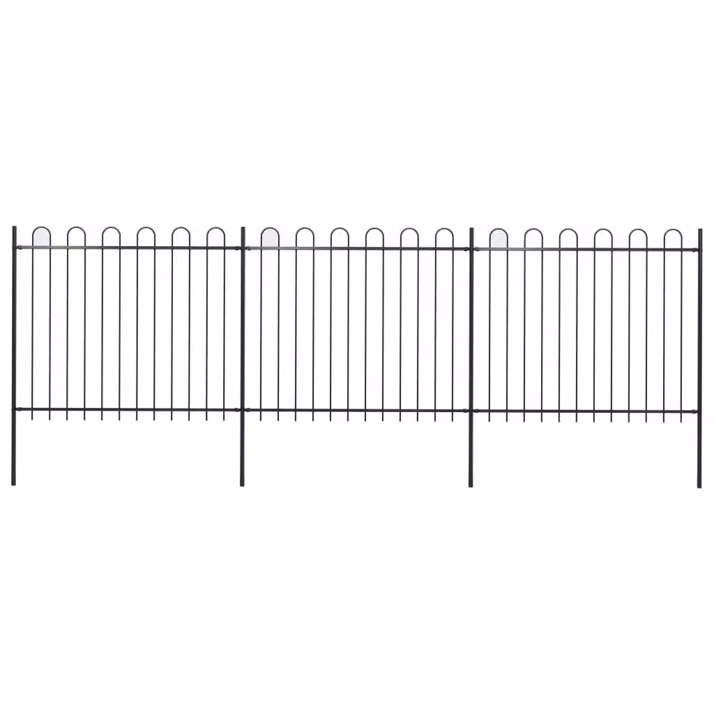 Maison Exclusive - Recinzione da Giardino con Parte Superiore ad Anello in Acciaio 537x150 cm Nera
