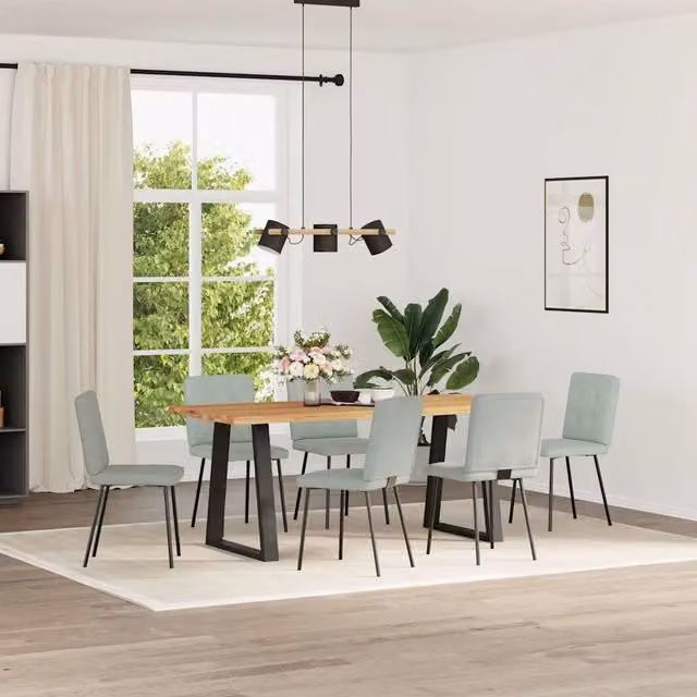 Sedie da Pranzo 6 pz | Sedie da cucina Grigio Chiaro in Velluto