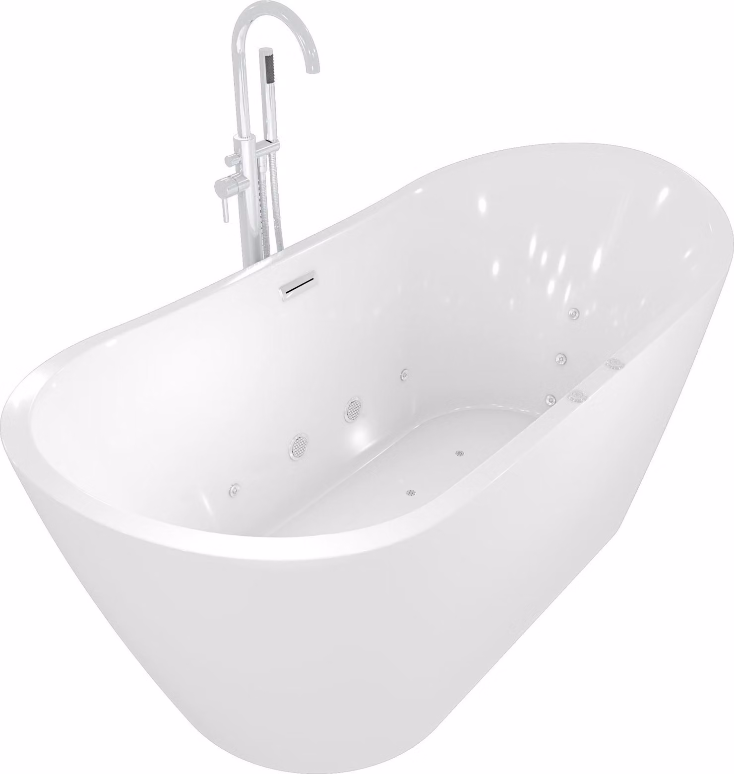 vasca da bagno autoportante F23 180 cm con idromassaggio aria e acqua e rubinetto AF02