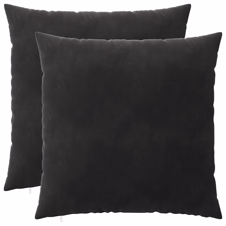 Set di 2 cuscini vidaXL HEERLEN in velluto nero, L 60 x P 60 x H 60 cm