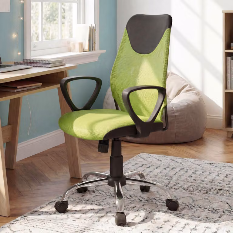 FineBuy Sedia da scrivania per bambini verde TERNI per bambini dai 6 anni in su con schienale; sedia girevole per bambini; sedia da ufficio per bambini; sedia ergonomica per ragazzi; regolabile in altezza