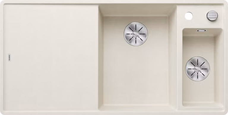 Lavello in SILGRANIT, colore bianco opaco, da 60 cm, completo di accessori per l'installazione sotto il mobile