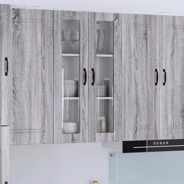 Pensile da cucina moderno vidaXL in legno grigio con ante a battente L/P/H: 60 x 31 x 100 cm