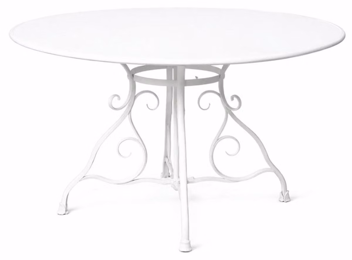 Casa Padrino Tavolo da giardino in stile Art Nouveau, bianco, Ø 100 x H 70 cm - Mobili da giardino in stile retrò