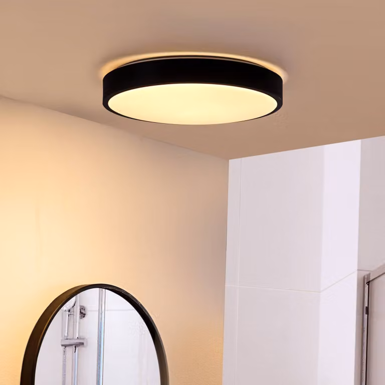 Plafoniera a LED Medon Lindby, Nero, Bagno, Metallo, Moderno, Plafoniera LED