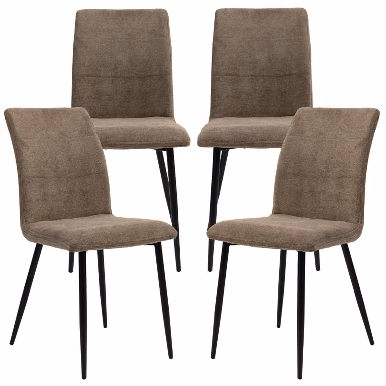 Sedie da pranzo moderne con rivestimento in tessuto - comode sedie da tavolo con parte anteriore impunturata - sedie da cucina imbottite con schienale curvo per un maggiore comfort di seduta, Colore:Taupe;Quantità:4 pezzi.