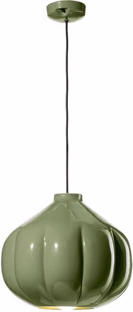 Lampadario a sospensione Ferroluce Afoxè in ceramica verde stile Art Déco con attacco E27