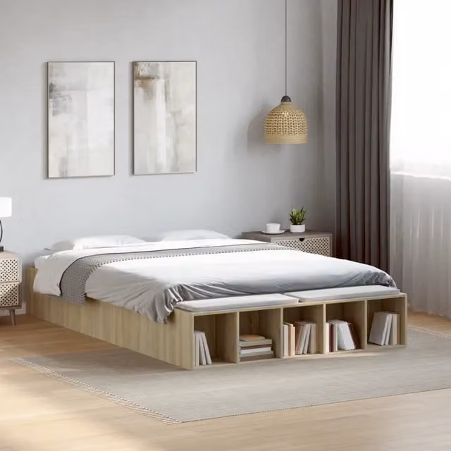 Giroletto-Struttura Letto Rovere Sonoma 135x190 cm in Legno Multistrato 398109
