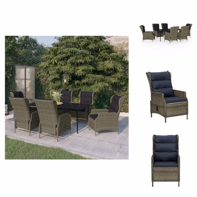 vidaXL set da pranzo da giardino 7 pezzi marrone - Set di mobili da giardino
