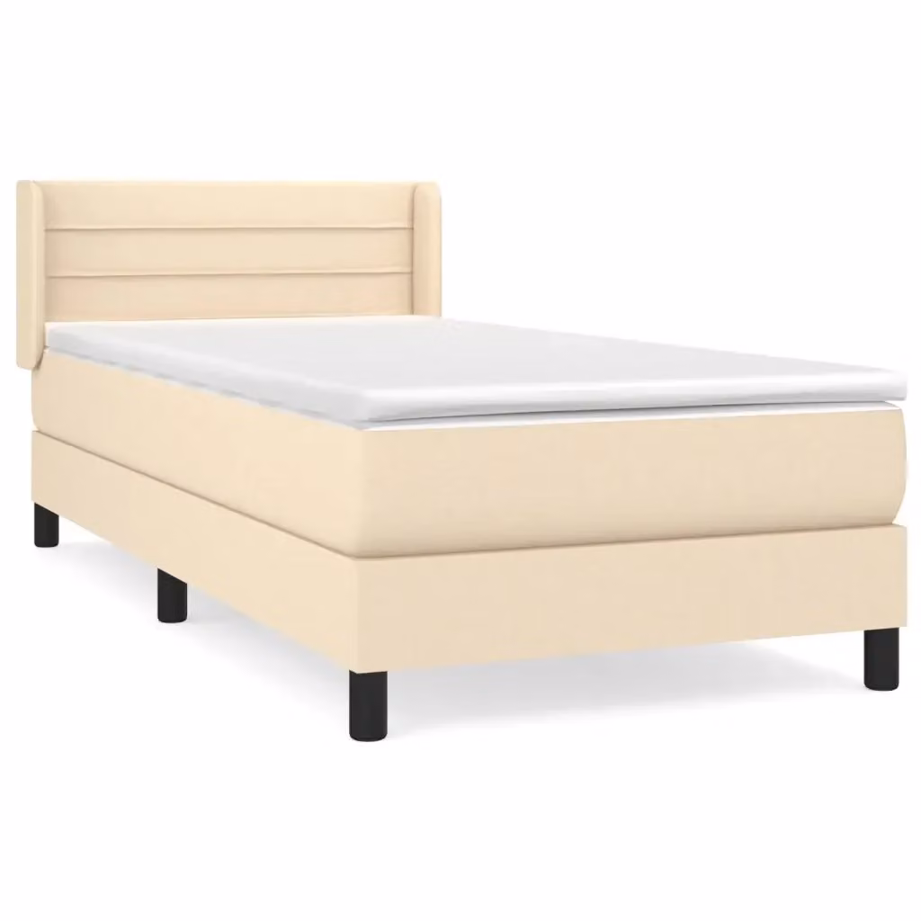 vidaXL Giroletto a Molle con Materasso Crema in Tessuto L/P: 90 x 200 cm – 2