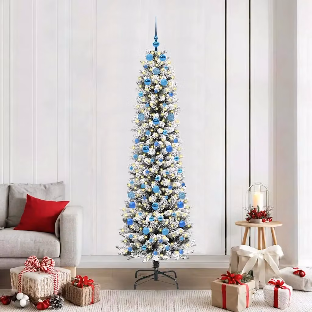 Albero di Natale artificiale moderno verde con 300 LED bianco caldo, Altezza: 210 cm – 2