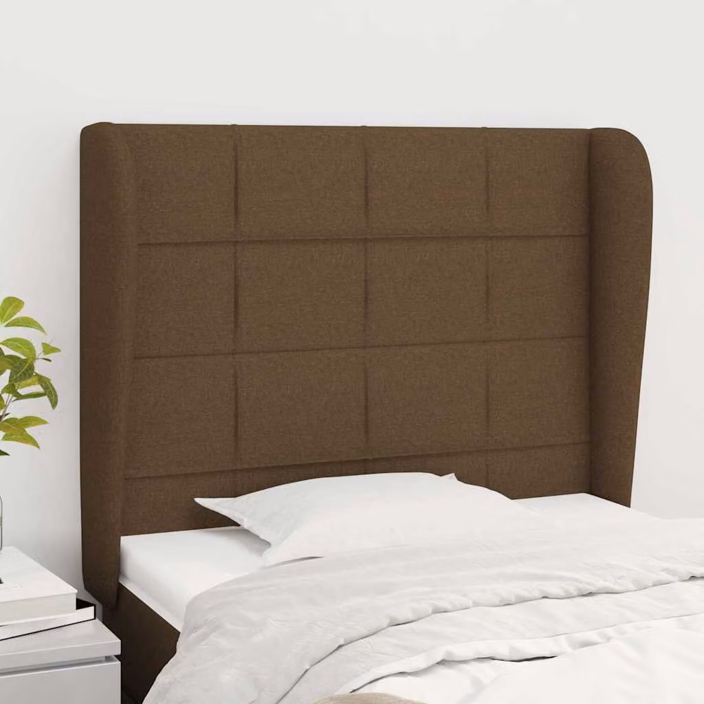 Testiera ad orecchio vidaXL in tessuto marrone scuro L/P/H: 93 x 23 x 118/128 cm