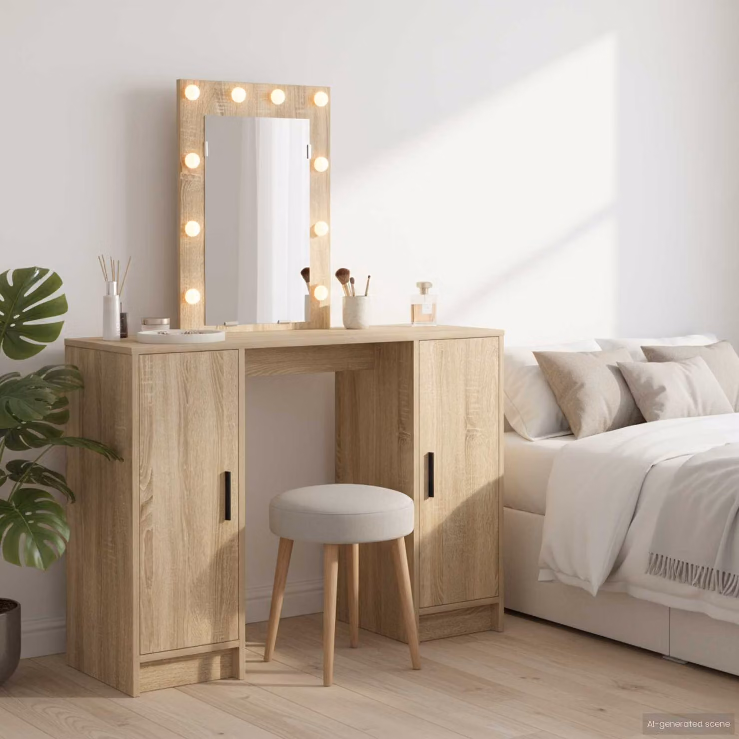 vidaXL Tavolo da Trucco Moderno in Legno Marrone L: 102 cm, P: 33 cm, H: 135 cm