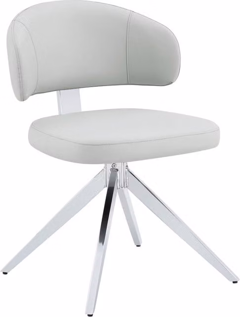 Sedia girevole moderna Chicfurn in ecopelle grigia con base in metallo per ufficio e soggiorno L/P/H: 56,0 x 56,0 x 73,5 cm