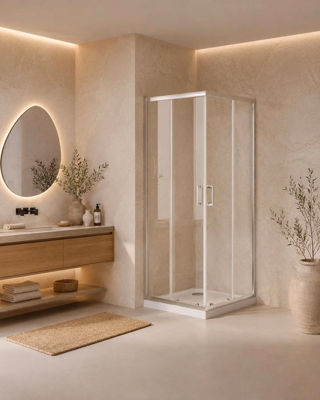 Box doccia 80x80 Nuvola Slim scorrevole 6 mm trasparente cromo H 190