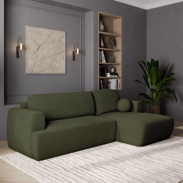Divano angolare Masseno SENTI N R-S con funzione letto a L, divano con box letto, divano da soggiorno, divano, divano letto, set di divani - verde, ORA O MAI PIÙ 37