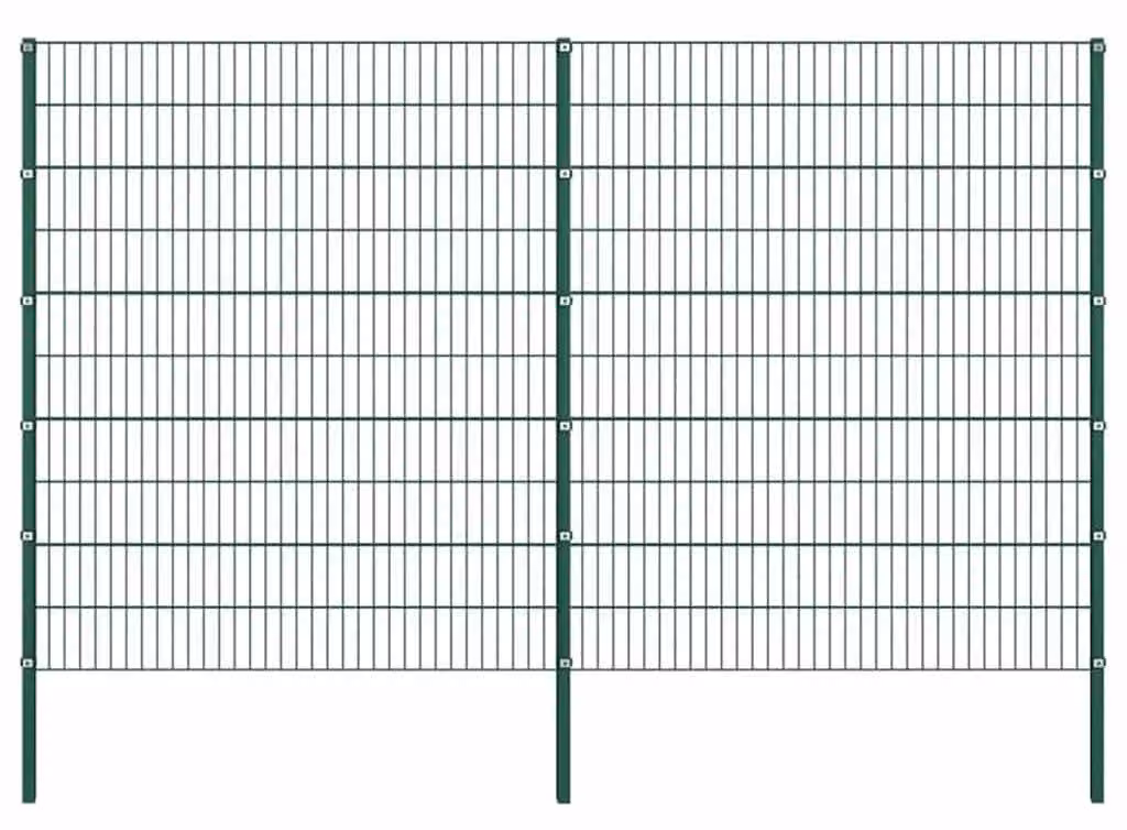 Maison Exclusive - Pannello per recinzione con montanti in ferro, 349 x 200 cm, colore verde