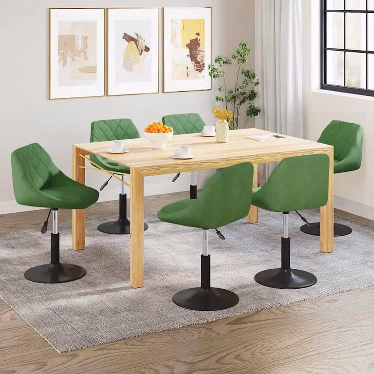vidaXL Sedie da Pranzo Girevoli 6 pz Verde Chiaro in Velluto