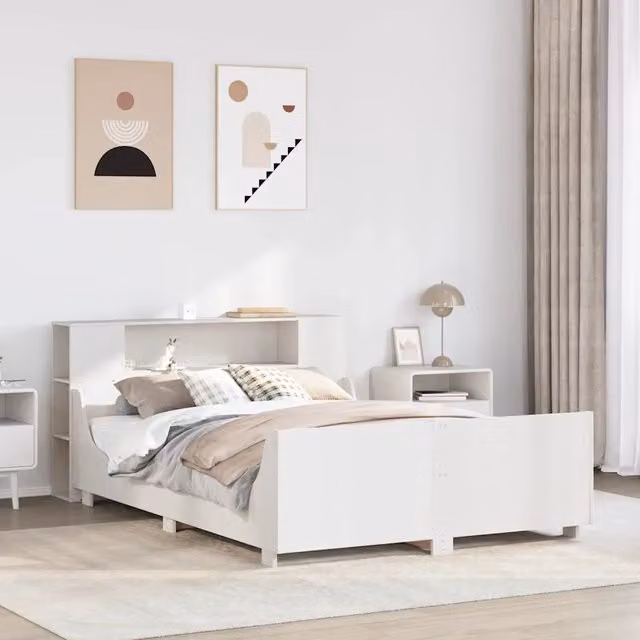 Letto senza Materasso Bianco 135x190 cm Legno Massello di Pino 3323777