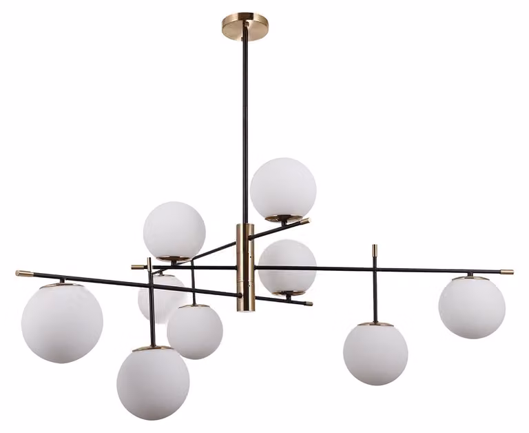 Lampada a sospensione con sfere bianche Stelia nera 9xE14x5W in metallo, dimensioni: 99x128x128 cm, IP20, Italux