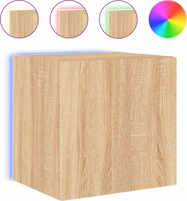Mobile TV a Parete con Luci LED Rovere Sonoma 40,5x35x40 cm
