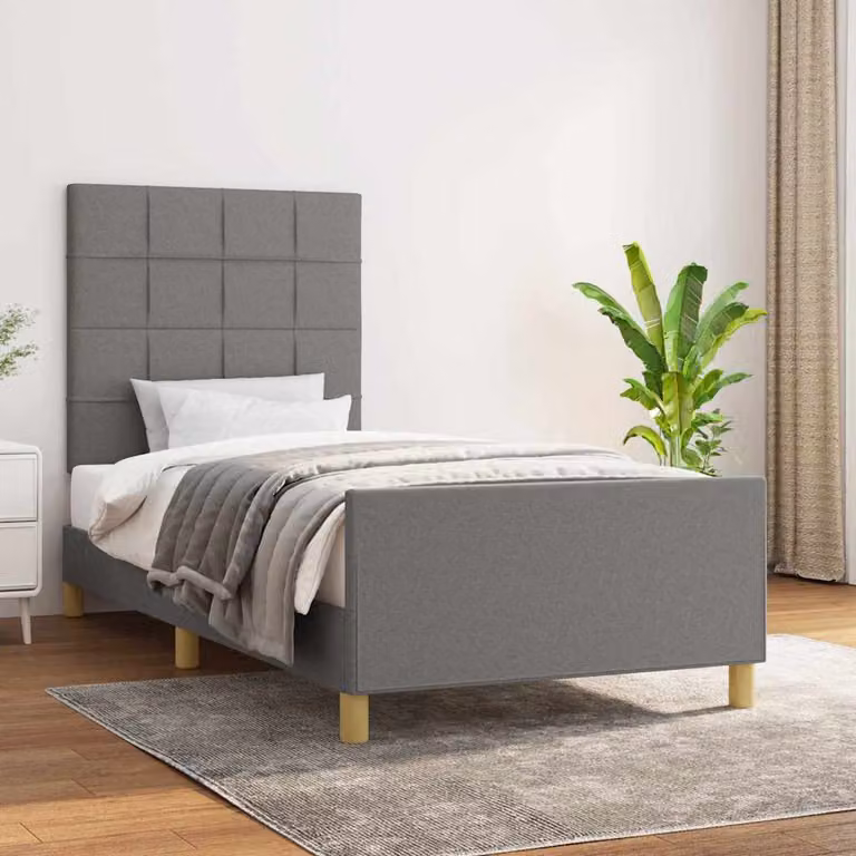 vidaXL Giroletto senza Materasso Grigio Scuro in Tessuto e Legno L 80 x P 200 cm
