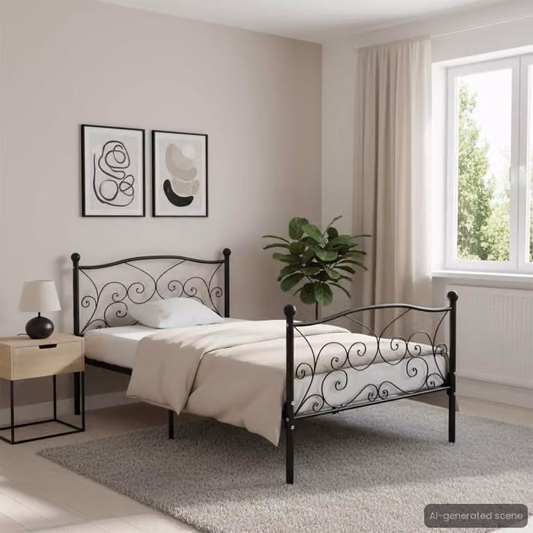 Maison Exclusive - Letto con rete a doghe in metallo nero 90×200 cm