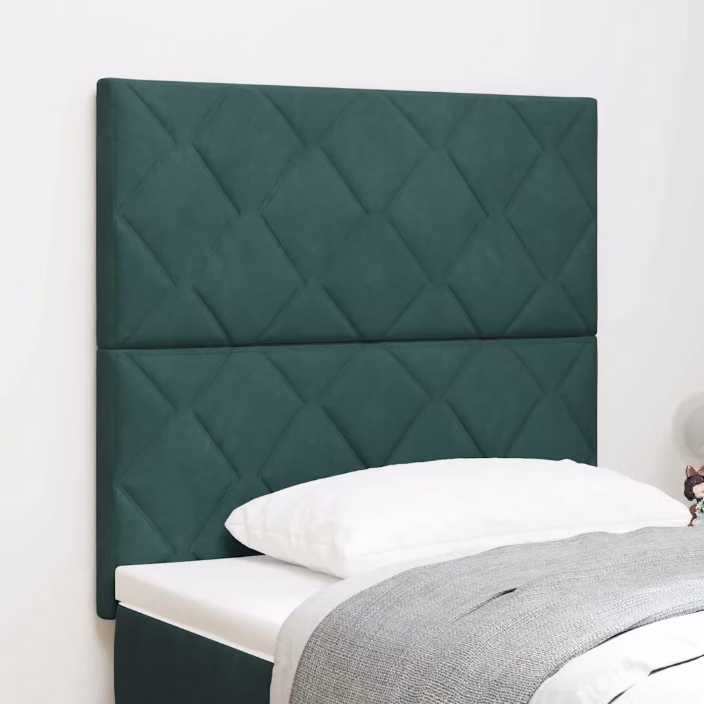 Testiera per letto vidaXL in velluto verde scuro con struttura in legno di pino, L: 100 cm