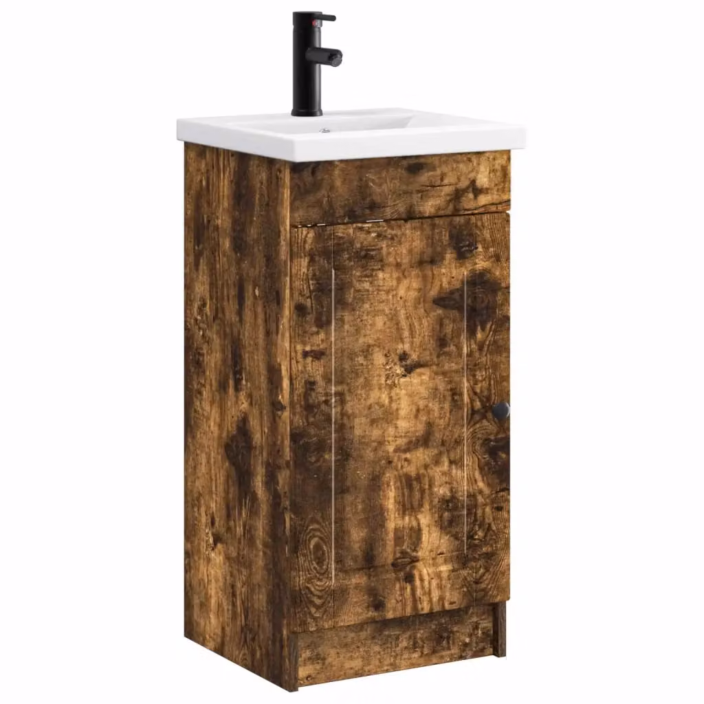 Mobile da bagno moderno vidaXL con lavabo, colore marrone e nero, L/P/H: 42 x 40 x 84,5 cm – 2