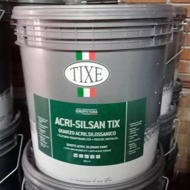 Tixe Idropittura al quarzo acrilico silossanica bianca opaca a grana fine, 14 l – 1