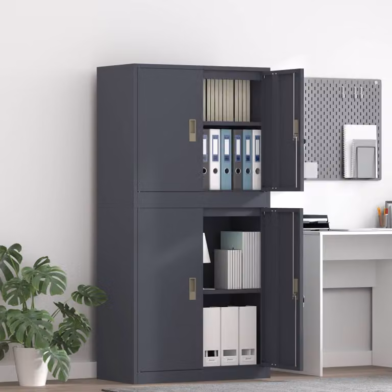 vidaXL Armadio 2 pz Antracite 80 x 40 x 160 cm Acciaio Bloccabile