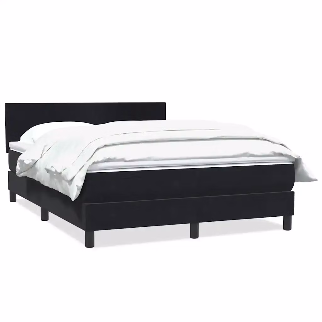 Letto Ibrido vidaXL con Giroletto a Molle e Materasso in Velluto Nero e Bianco L: 160 cm, P: 213 cm, H: 88 cm – 2