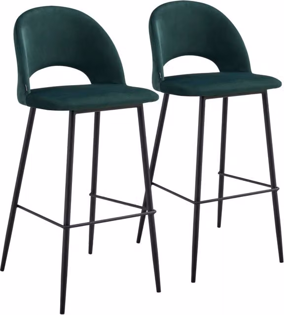 Oviala - Set di 2 sedie in velluto verde e metallo