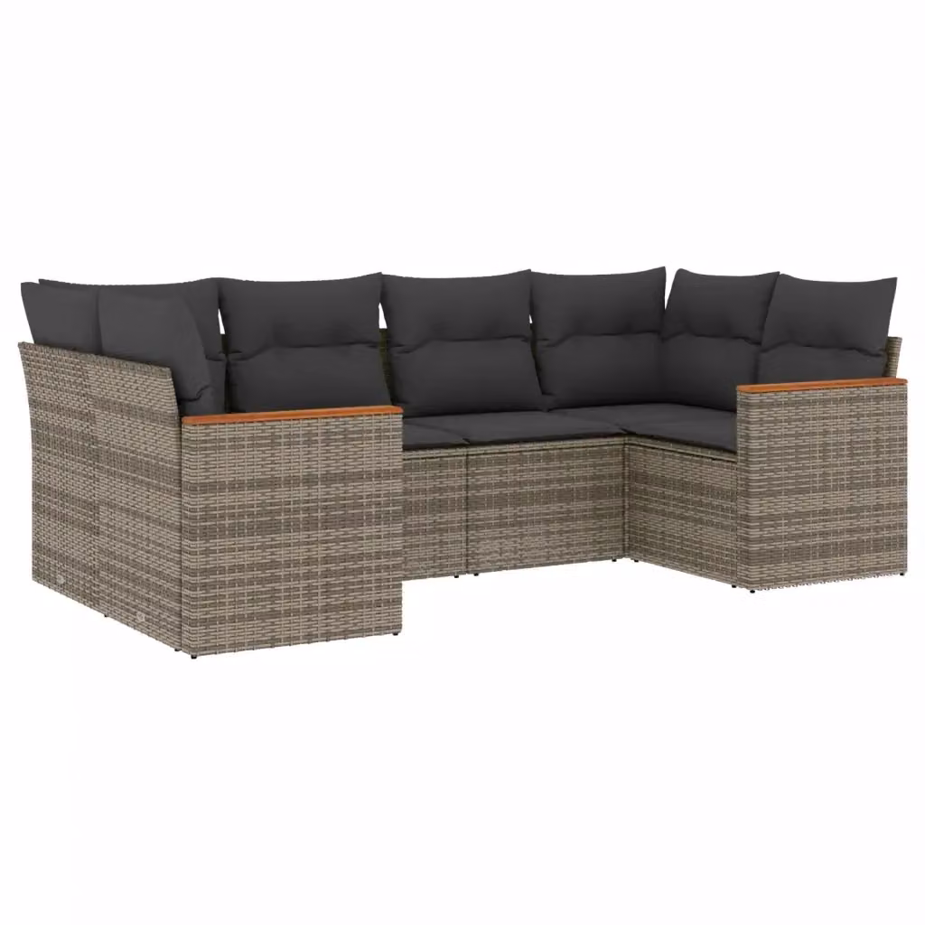 vidaXL Set Divano da Giardino a L 6 pz Grigio in Polyrattan con Cuscini Imbottiti e Rivestimenti Rimovibili – 2