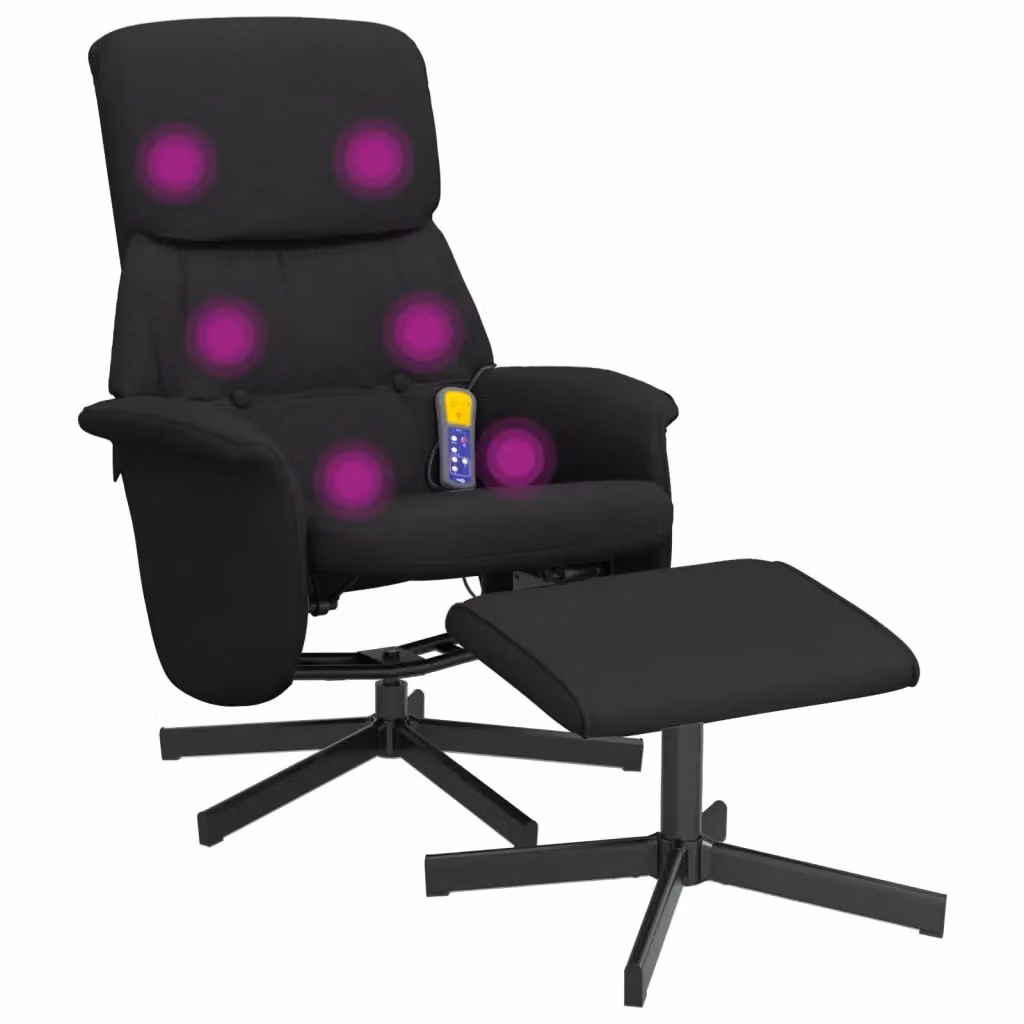 Poltrona Reclinabile Relax con Poggiapiedi vidaXL, Nera in Tessuto con Struttura in Metallo e MDF – 2