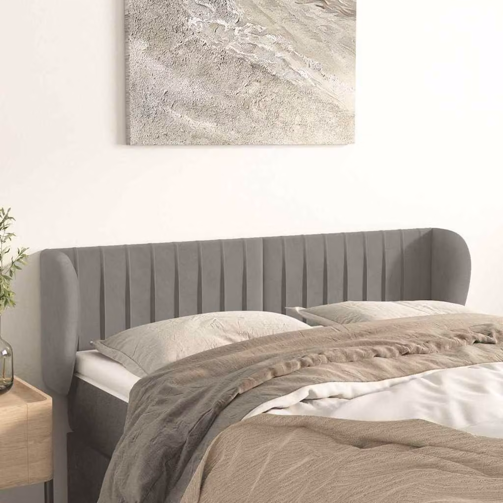 Testiera ad orecchio vidaXL in velluto grigio chiaro L: 147 cm, P: 23 cm, H: 78/88 cm