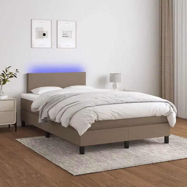 Letto a molle con materasso vidaXL in tessuto beige con illuminazione LED e porta USB L/P/H: 120 x 200 cm