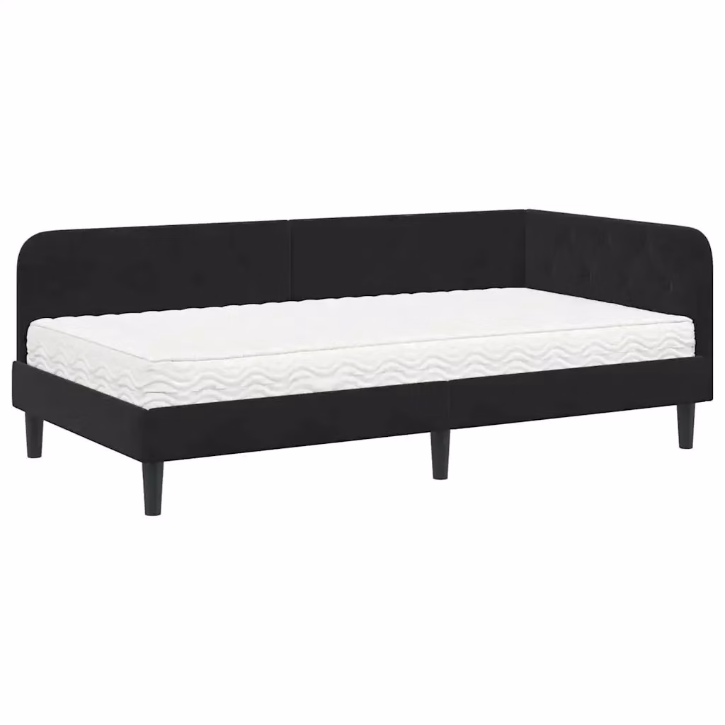 Cornice del letto ad angolo vidaXL in velluto nero L/P/H: 200 x 100 x 33 cm – 2