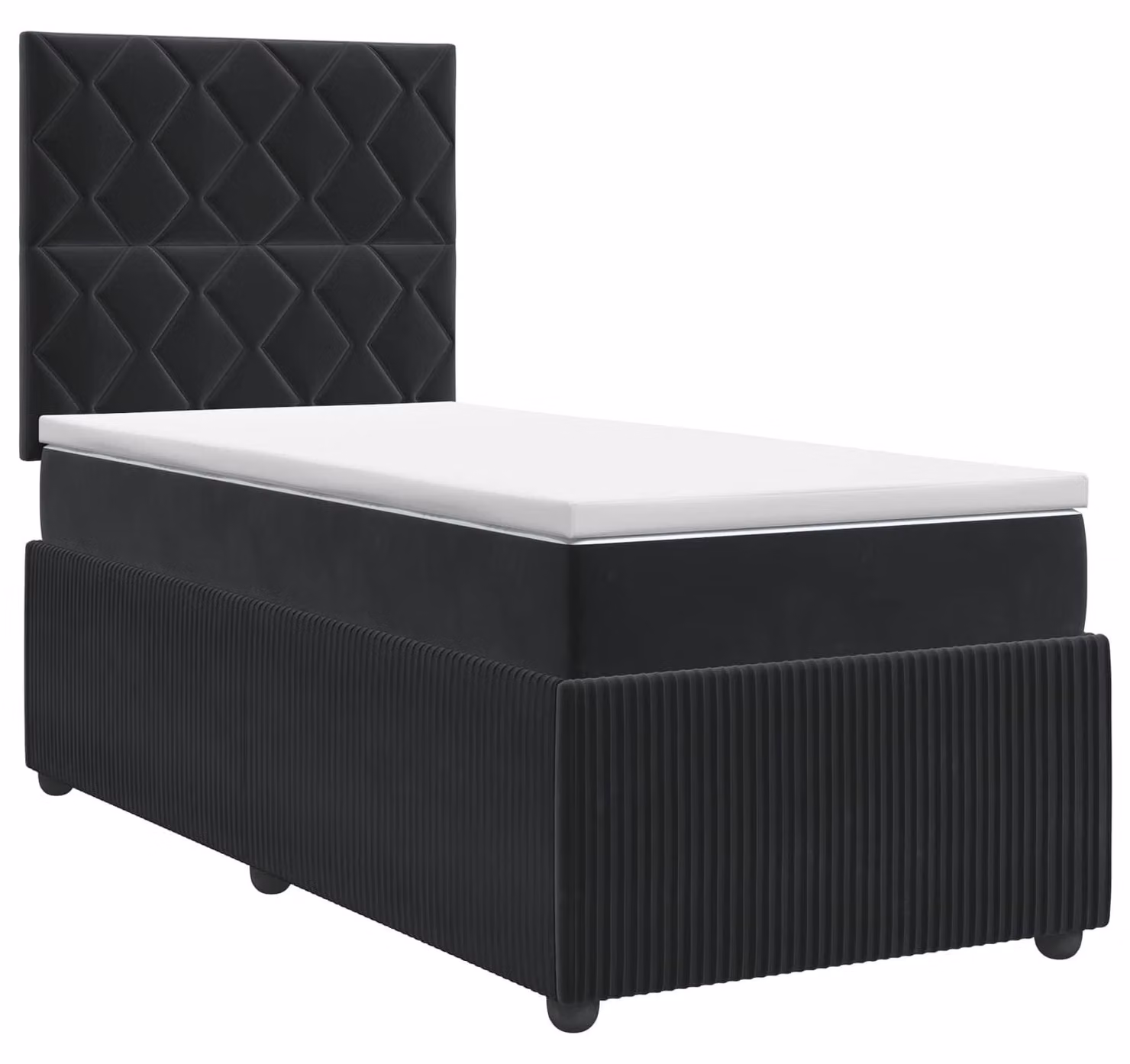 Letto a molle con materasso nero 80 x 200 cm in velluto
