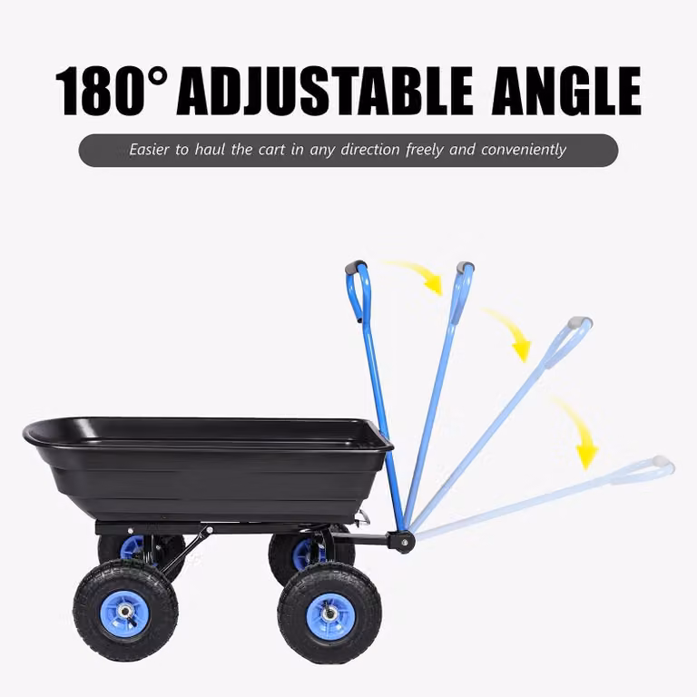 Bolderkar - Carrello da giardino pieghevole - Capacità di 600 libbre - Maniglia regolabile - Sistema di sgancio rapido
